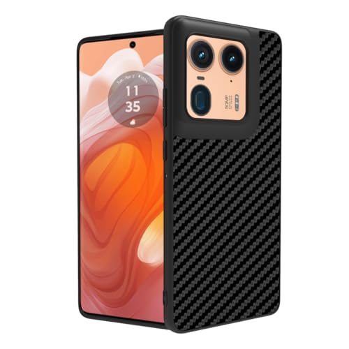 RIGGEAR Sleek Back Cover Case Compatible with Motorola Moto Edge 50 Ultra 5G (TPU+PC | Black CF)