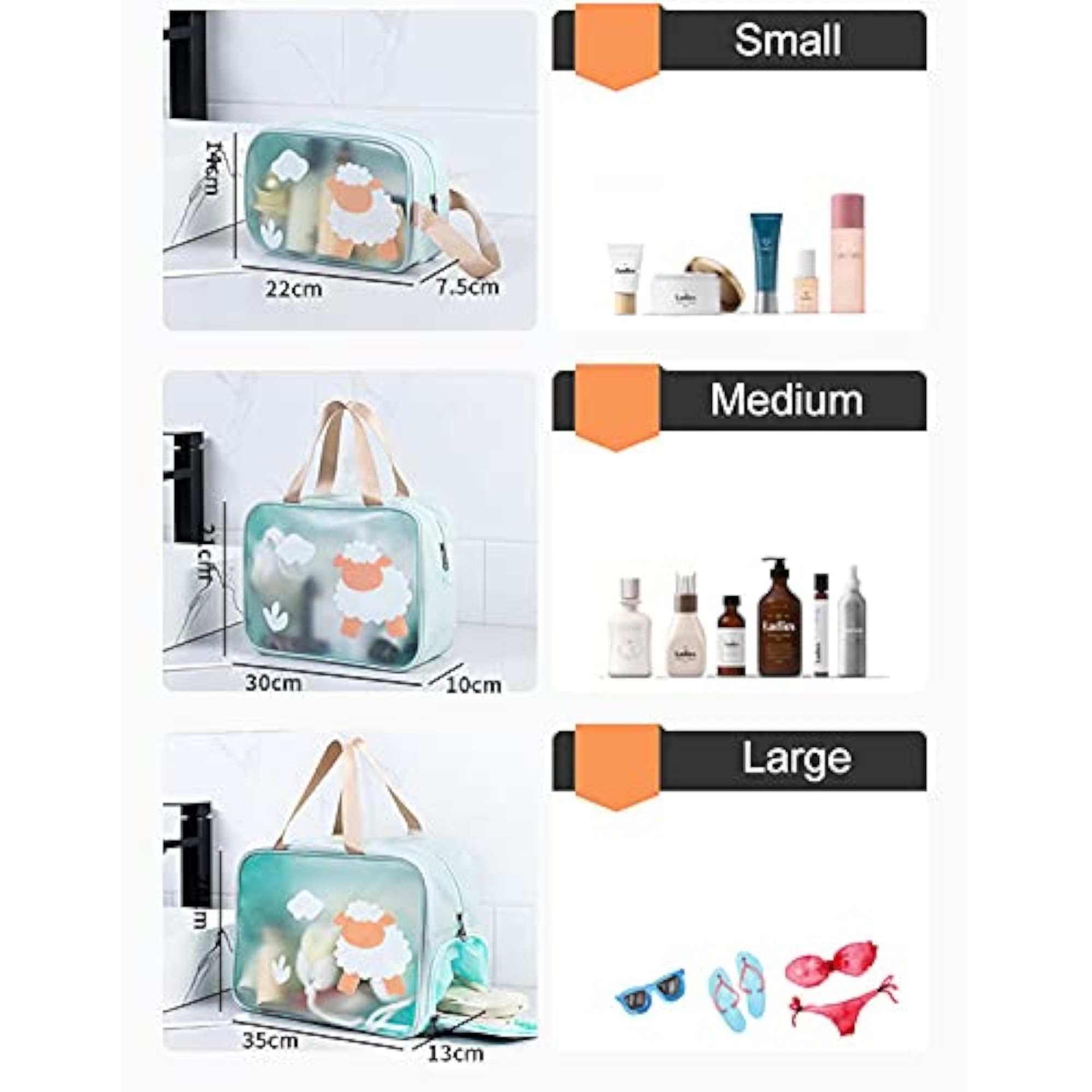Portable Splashproof Cute Toiletry Bag, Stylish Beach Bag