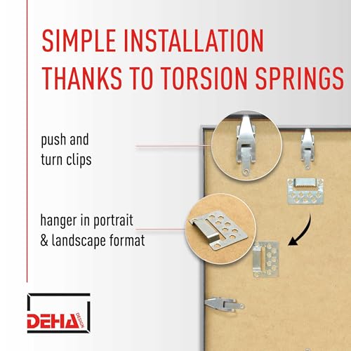 DEHA Design Boston Aluminium Picture Frame Matt Black A2, 42x59.4cm with Push...