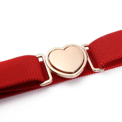 Girls Elastic Belts Stretch PU Leather Invisible Waist Belt with Heart Shape Buckle Adjustable Waist Belt for Uniform Dress Pants(Apricot)4
