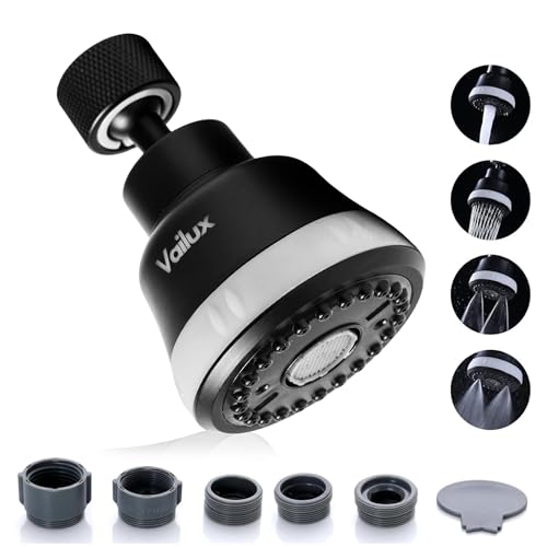 Vailux® Aireador Grifo Cocina 4 Modos Ajustable Negro - Adaptador Grifo Cocina Con Giro 360° Universal - Aireador Grifo Anti Salpicaduras - Difusor Grifo Cocina