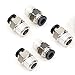 CEKER PC 1/4" Od x 1/4" NPT Thread Push to Connect Pneumatic Tube Fitting Male Straight Union Fittings Push Fit Connector Quick Release Air Fittings 5Pack