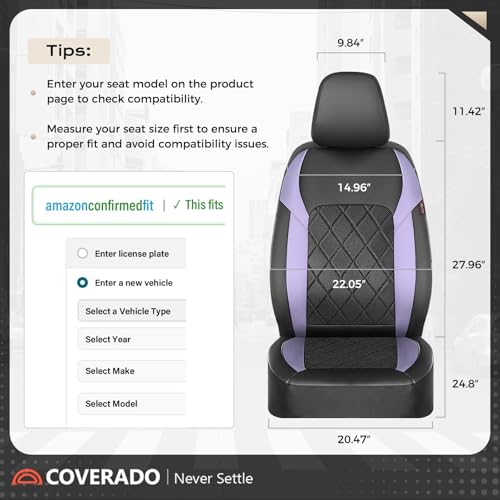 Image of Coverado Car Seat Covers, Front Seat Covers, 2 Front Automotive Seat Cover, Mesh Breathable Seat Protectors, Universal Fit for Most Cars
