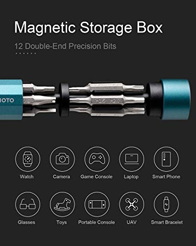 Hoto Precision Screwdriver Sets, 24-In-1 Manual Screwdriver, 24 Pcs Tough S2 Steel Bits, Manual Pen Shape, Ideal For Electronics, Glasses And Bracelets, Dark Turquoise #TOP1