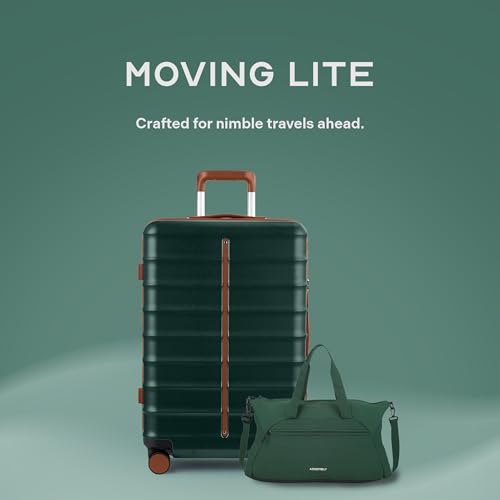 Image of Assembly Premium 20 Inches Cabin Trolley Bag | Polycarbonate Luggage with 3 Packing Organisers with Overnighter Duffle Bag for Men and Women | 45L + 40L | Green | Odyssey