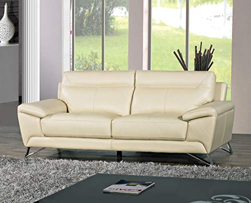 Cortesi Home Phoenix Leather Sofa, 80", Cream