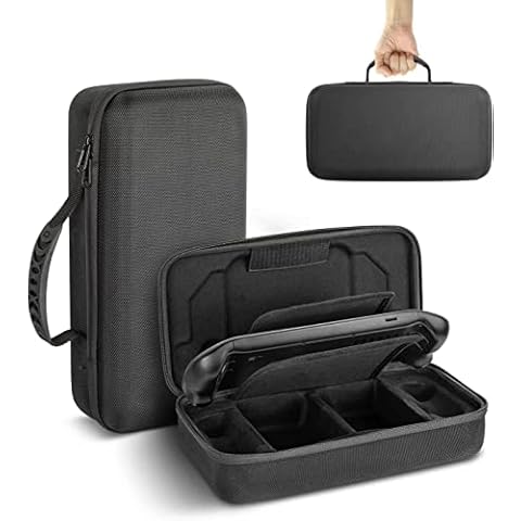 Aukuoy Carrying Case for Steam Deck,Hold Power Adapter, Charging Cable, Docking Station and SD Cards, Thumb Grip Caps,Shockproof Hard Travel Protective Case for Steam Deck Console & Accessories Cover