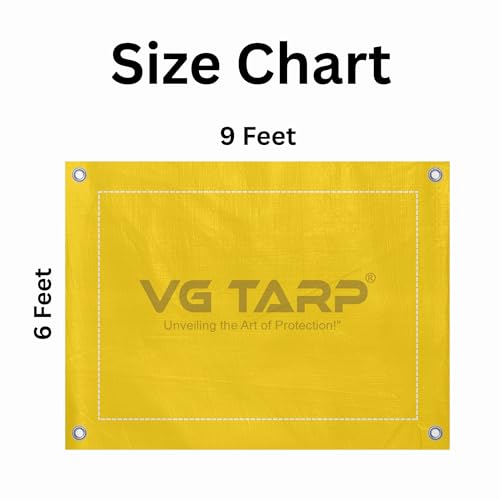 Image of 250 GSM HDPE Tarpaulin 6 X 9 Feet I Heavy-Duty Waterproof Non-Filler Sheet for Car Parking Shed, Tin Shed, Bike Cover, Outdoor Rainproof Tent, Garden, (Yellow)