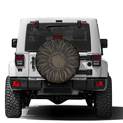 Image of Delerain Spare Tire Covers Sunflower Floral Wheel Cover Sun Protector Waterproof for RV Truck Trailer SUV and Many Vehicle (14 Inch for Diameter 23 inch-27 inch)