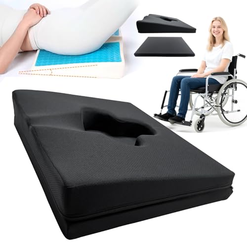 FoKon Gel Wheelchair Seat Cushion,Bed Sore Cushions for Butt,hemorrhoid Pillow,Sciatica,Coccyx,Pressure Sore&Ulcer Pain Relief Butt Pillow for Office Chair(Set Black) by FoKon - Used condition - US$26.51