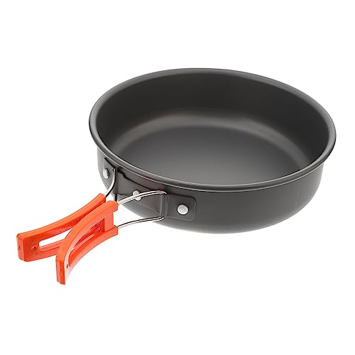 POPETPOP Sartén Plegable de Camping de Aluminio Ligera con Mango Antideslizante Utensilios de Cocina Portátiles para Acampar y Senderismo de Limpiar y Almacenar