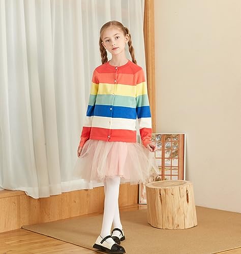 UMELOK Girls Cardigan School Uniform Sweater Crew Neck Long Sleeve Cotton Sweaters3