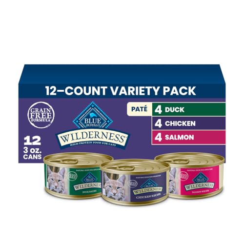 Blue Buffalo Wilderness Variety Pack Adult Pat&eacute; Wet Cat Food, 3 oz, 12 ct