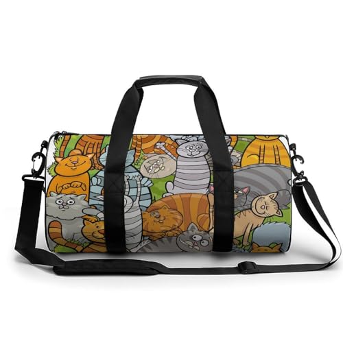 Duffel bag de camping chat brun gris sac de randonnée et gym 45cm