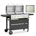 Flintex Propane Gas and Charcoal Grill Combo with Griddle Pan & Porcelain-Enameled Cast Iron Grates, Dual Fuel BBQ Grill for Outdoor Events & Backyard Barbecue, 720 SQIN Cooking Area