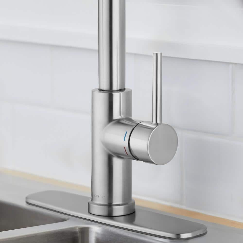 Glacier Bay Paulina Single-Handle Spring Neck Pull Down Sprayer Kitchen Faucet in Stainless Steel