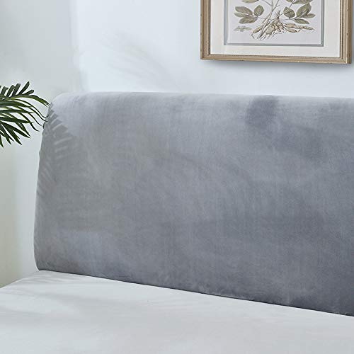 Felpa Cubierta De La Cabecera De La Cama - Color Sólido Espesar Elástico Todo Incluido Cabeza De La Cama hacia Atrás Cubierta Antipolvo Cubre De Cabecero De Terciopelo,Grey2-Length：90-110cm