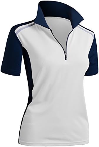 CLOVERY Women’s Active Wear Short Sleeve Zipup Polo Shirt