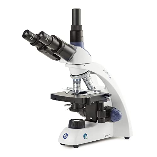 Image of BioBlue Trinocular Compound Microscope SMP 4 /10 /S40 /S100x Oil Objectives with Mechanical Stage and 1W NeoLED Cordless Illumination Globe Scientific | Euromex