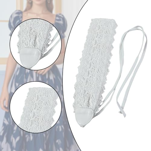 jojomis Women Lace Waist Belt Adjustable Wide Belt with Lace Trim and PU Leather for Party Holiday Fashion Accessory- White2