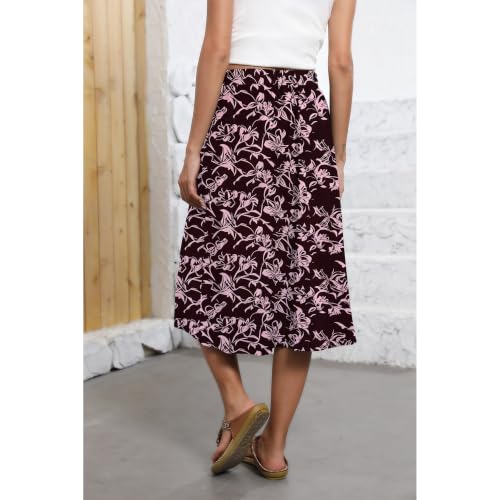 Image of Witsmile Flowy Skirt Elastic High Waist A-Line Skirt with Pockets Bohemia Cover-up for Women 2026 Trendy(S-2XL)