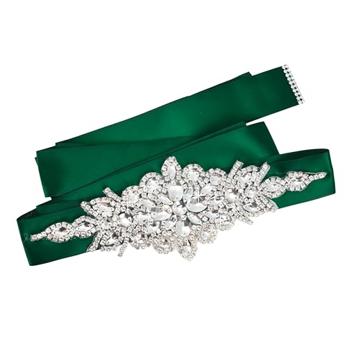 Mandala Crafts Wedding Belt for Bride Dress - Bridal Belts with Rhinestone Sash - Main Image