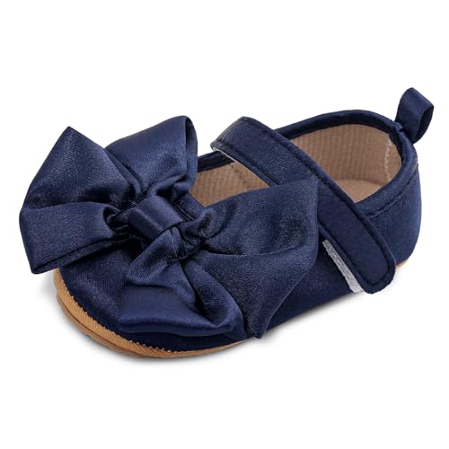Baby Girls Princess Shoes Bowknot Soft Sole Mary Jane Flat Non Slip Wedding Dress Shoes for Infant Toddlers