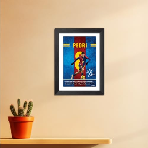 Image of TenorArts Pedri Quotes Poster Frame Barcelona Laminated Photo Framed Painting with Matt Finish Black Textues (12 inches x 9inches)