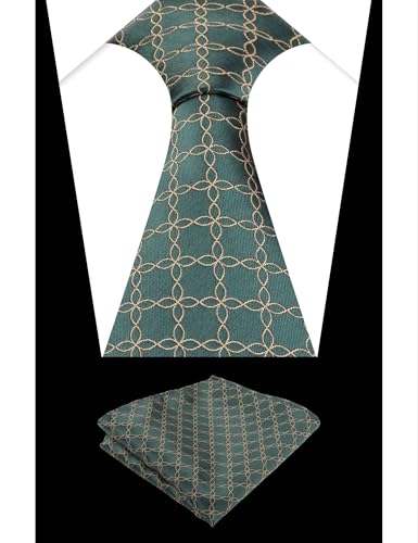 Image of Alizeal Mens Vintage Solid Plaid Tie with Pocket Square 3.15inches Necktie Set