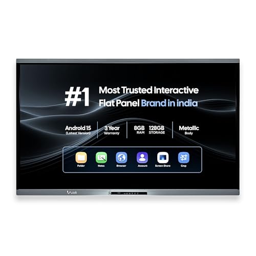 Image of AIWaft EduPro 75 Inch 4K Ultra HD Interactive Flat Panel (3840x2160) | Android 15 | Octa-Core | 8GB RAM 128GB ROM | 40-Point IR Touch | 450 Nits | Dual 20W Speakers | 178 Wide View | HDMI USB