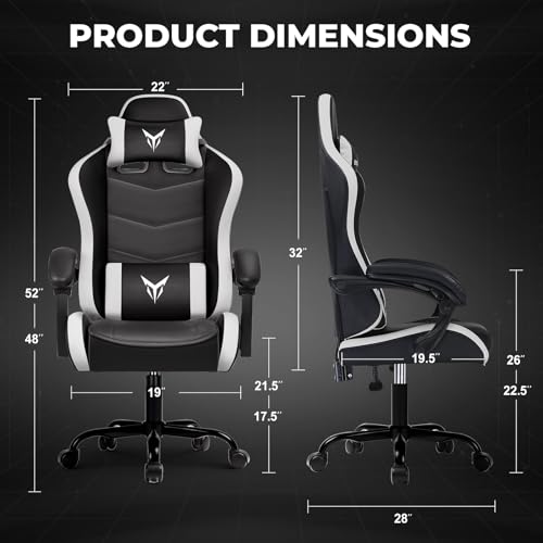 Image of GTPLAYER Gaming Chair High Back Computer Chairs for Adults, Ergonomic Height Adjustable Recliner Chair 300lbs with Linkage Armrest and Lumbar Support for Home Office, White