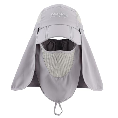 Image of Connectyle Men's Foldable Baseball Sun Cap with Removable Face Mask Neck Flap Cover UPF 50+ Sun Protection Fishing Hiking Hat