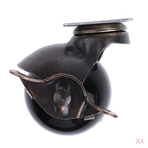 4 Pcs 1.5'' Swivel Ball Caster PP Wheels with Brake Lock Screw-in Universal-image-38