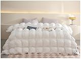 ZTGL Goose Down Comforter Full/Queen Size 800 Fill Power, High Density Cotton Winter King Size Feathers Down Duvet Comforter, Heavyweight Cloud Fluffy Pinch Pleat Extra Warmth,White,200×230cm/3.2kg