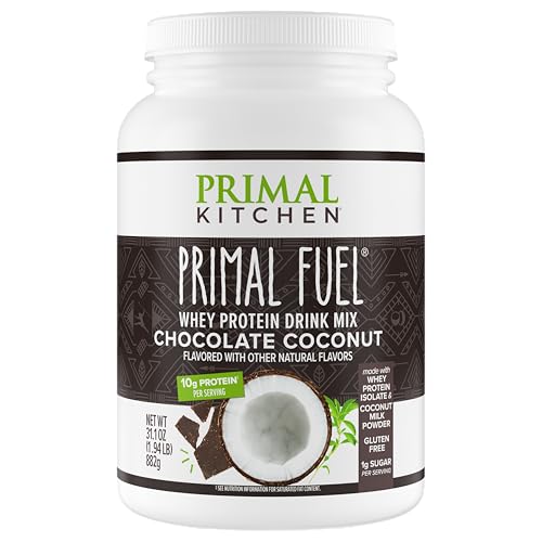 Primal Kitchen Primal Fuel Chocolate Coconut Whey Protein Powder, Gluten and Soy Free, 1.94 Pounds