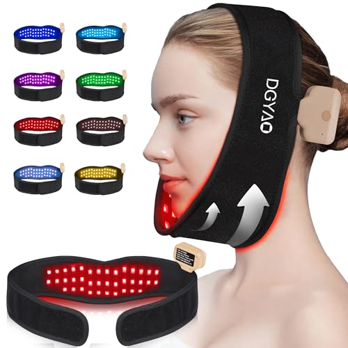 Dialudon 8 Colors Cordless Infrared Light Therapy for Neck and Chin Portable Rechargeable Red Light Therapy Wrap for Face with 20-Minute Timer for Pain Relief Jaw and Neck Tightening and V-Face
