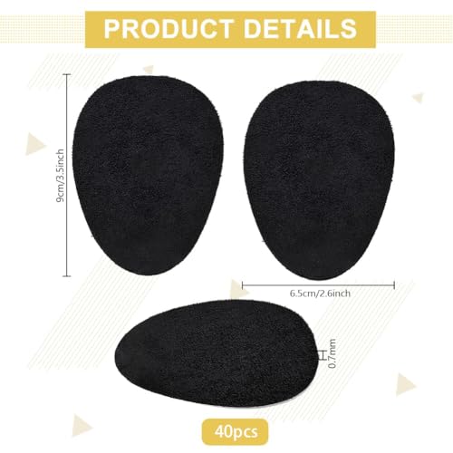 Image of PH PandaHall 40pcs Suede Soles Shoes Pads Self Adhesive Half Soles Stick on Suede Patches Non-Slip Shoe Sole Protectors for Dance Shoes High-Heeled Pole Dance Shoe Protectors 2.5x3.5, Black