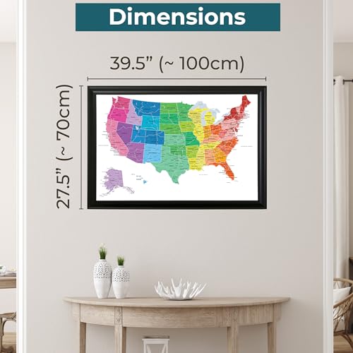 Push Pin Travel Maps PPTM_BRIGHT_US_BK Personalized Posters & Prints - Colorful Us - Black Frame - Framed Pin Map, Arrives Ready To Hang thumb #1
