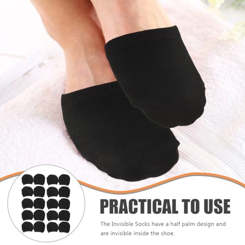 Image of 10 Pairs Black Cotton Half Socks for Women High Heel Invisible Sock Breathable Forefoot Pads Ball of Foot Cushions for Women