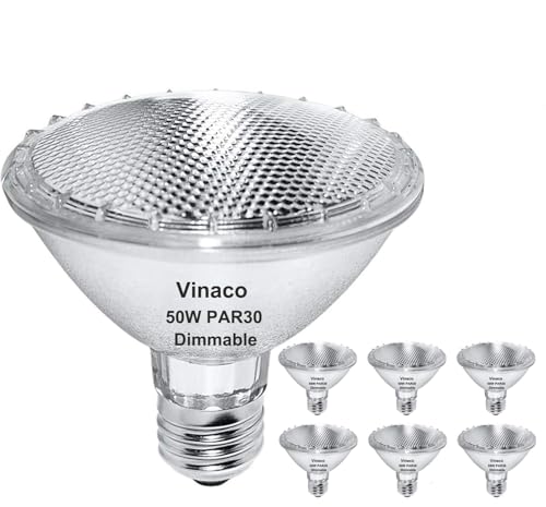 Image of Vinaco PAR30 Short Neck Halogen Flood Light Bulb 50W 120V 3000k Warm White