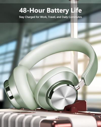Image of Wentronic Y03 Bluetooth Headphones Wireless Active Noise Cancelling Over Ear Headphones 48 Hours Playtime High Sound Quality 6 EQ Music Mode Headphones with Soft Ear Cushion - Green