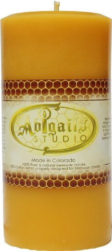 Abigail's Studio 100% Beeswax Candle, 6 Inch Tall and 3 Inch Diameter