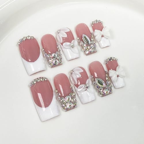 Luxury Rhinestone Medium Square Press on Nails