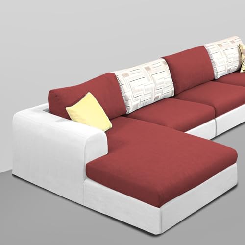 Image of Koza LHS 6 Seater L Shape Sofa Set for Living Room (Maroon Grey Fabric) Premium Fabric Sofa