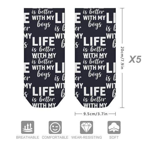 Women’s Ankle Socks 5 Pairs Soft Crew Everyday Non-Slip Walking Workout2