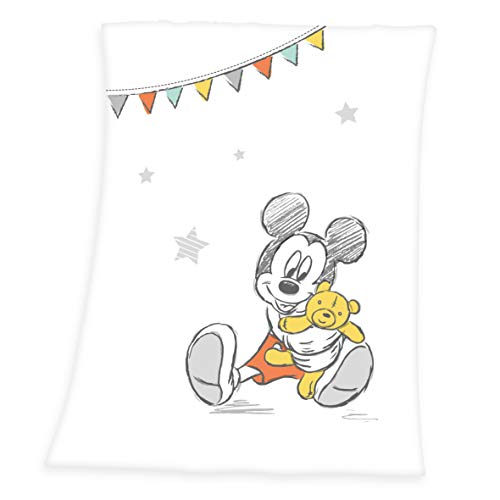 Herding DISNEY MICKEY MOUSE Baby-Fleecedecke, 75 x 100cm, Polyester, Weiß