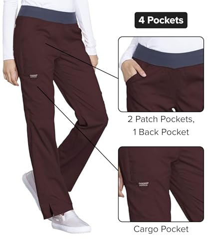 Image of Cherokee Women Scrub Pant with Straight Leg Pull-on Pant Medical Bottom with 4 Pocket & 2-Way Stretch Fabric - WW110