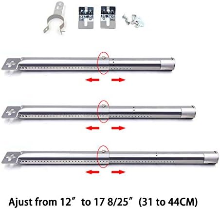 Denmay Universal Stainless Steel Adjustable Grill Burners & Heat Plates Flame Distributor Replacement Parts for Landanm, Brinkmann 3 Burner and Other Most Grill Models, 3Pack