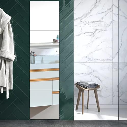 Image of Flitpic Wall Mirror Tiles,Full Length Tiles,Flexible Full Body Mirror for Bedroom,Living Room,Acrylic Wall-Mounted Mirrors,Frameless Mirror (12''x12''x4PCS)