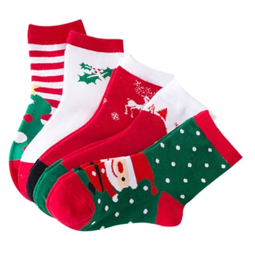 VALICLUD 5 Paar Weihnachtsstrümpfe Warmhaltende Baumwollsocken für 1...